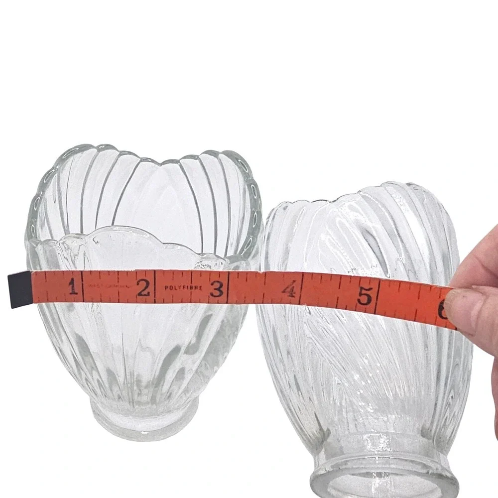 Clear Glass Tulip Lamp Shade Scalloped Petal Replacement 2.25 Fitter Set of 2